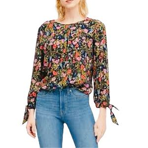 NWT Banana Republic Puff Sleeve Swing Top Petite Small Black
